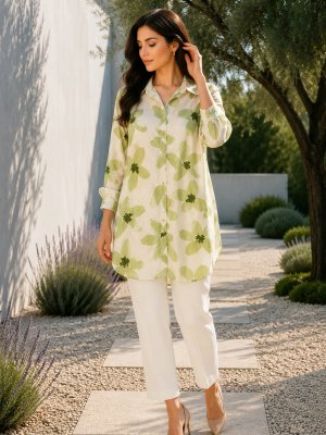 chemise fleurie longue