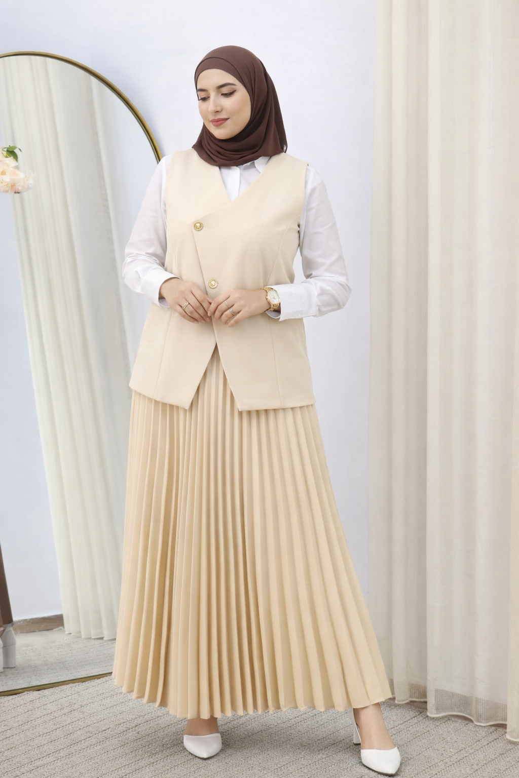 Ensemble jupe + veste sans manche